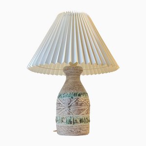 Italian Modern Table Lamp in Ceramic with Green Stripes, 1970s-LCR-1419799