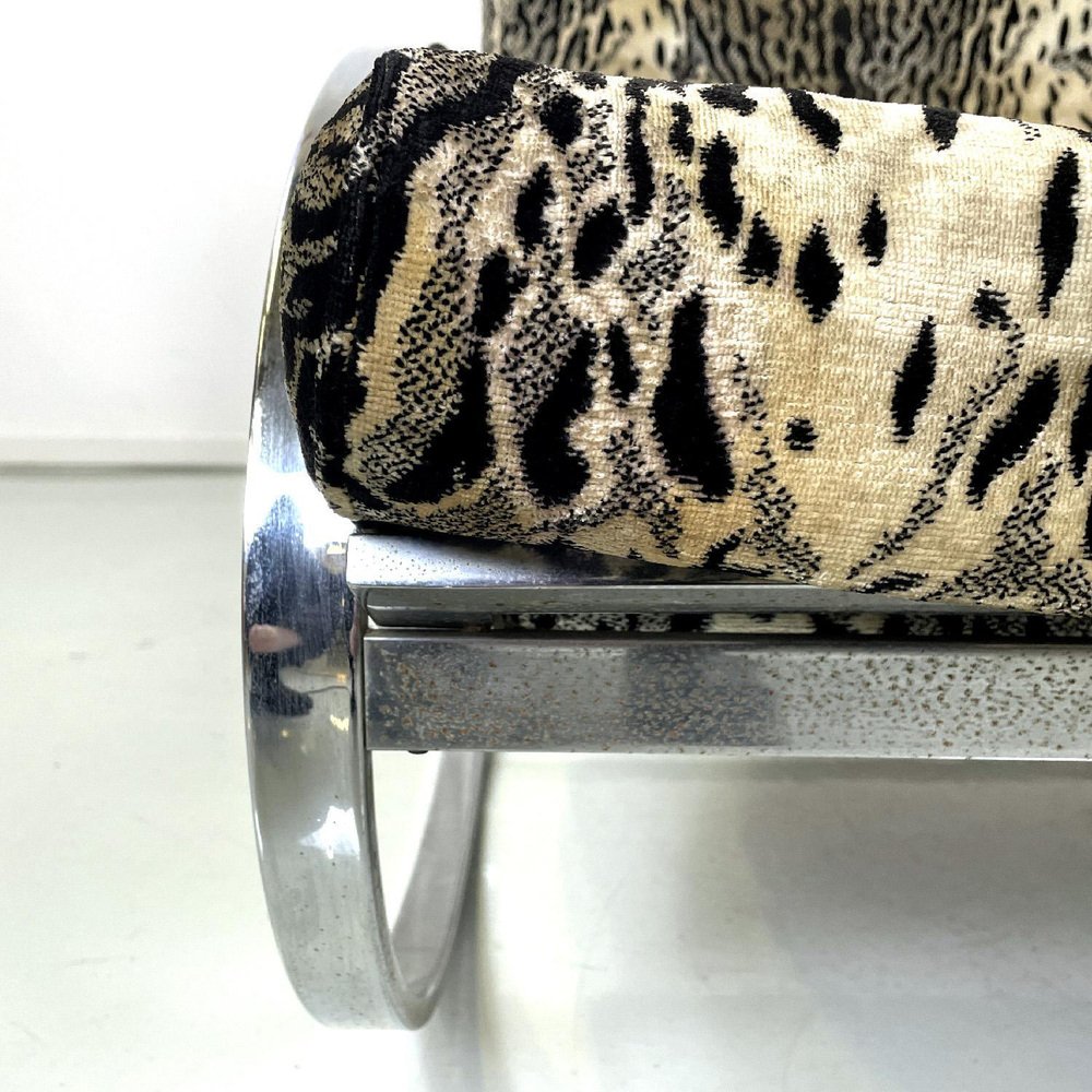 Italian Modern Tiger Print Rocking Armchair Ellipse Renato Zevi for Selig, 1970s