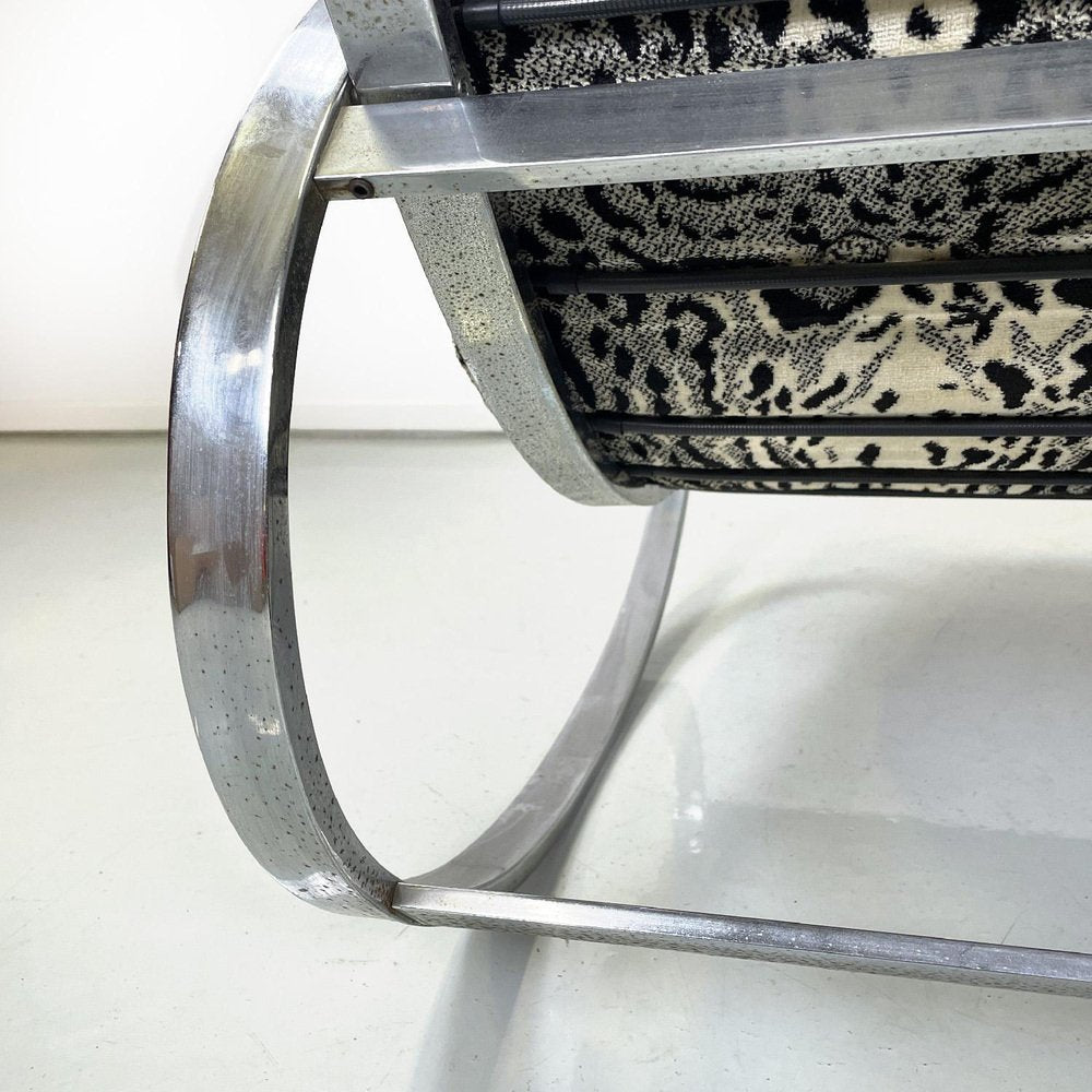 Italian Modern Tiger Print Rocking Armchair Ellipse Renato Zevi for Selig, 1970s