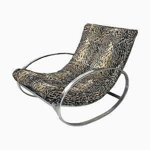 Italian Modern Tiger Print Rocking Armchair Ellipse Renato Zevi for Selig, 1970s-GDD-1778313