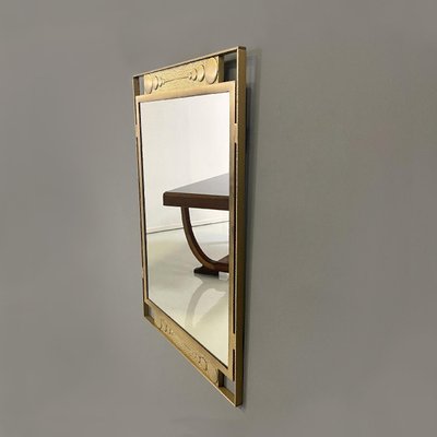 Italian Modern Wall Mirror in Golden Metal with Geometric Decorations, 1980s-GDD-1756248