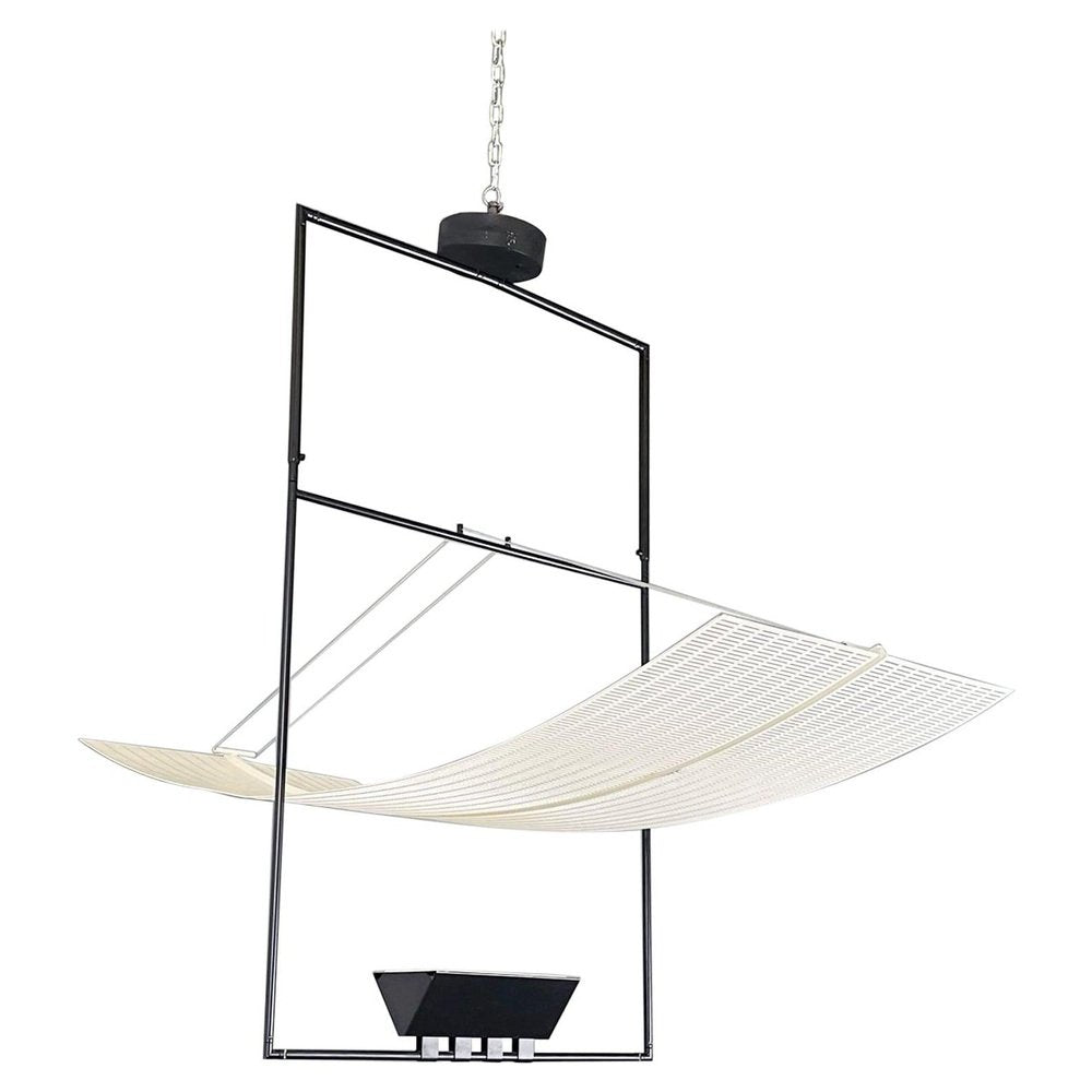 Italian Modern White Black Metal Zefiro Chandelier by Botta for Artemide, 1990s