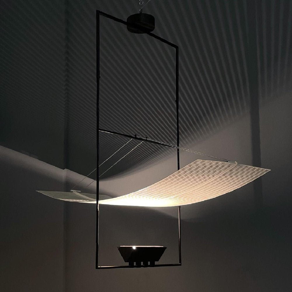 Italian Modern White Black Zefiro Chandelier by Mario Botta for Artemide, 1990s