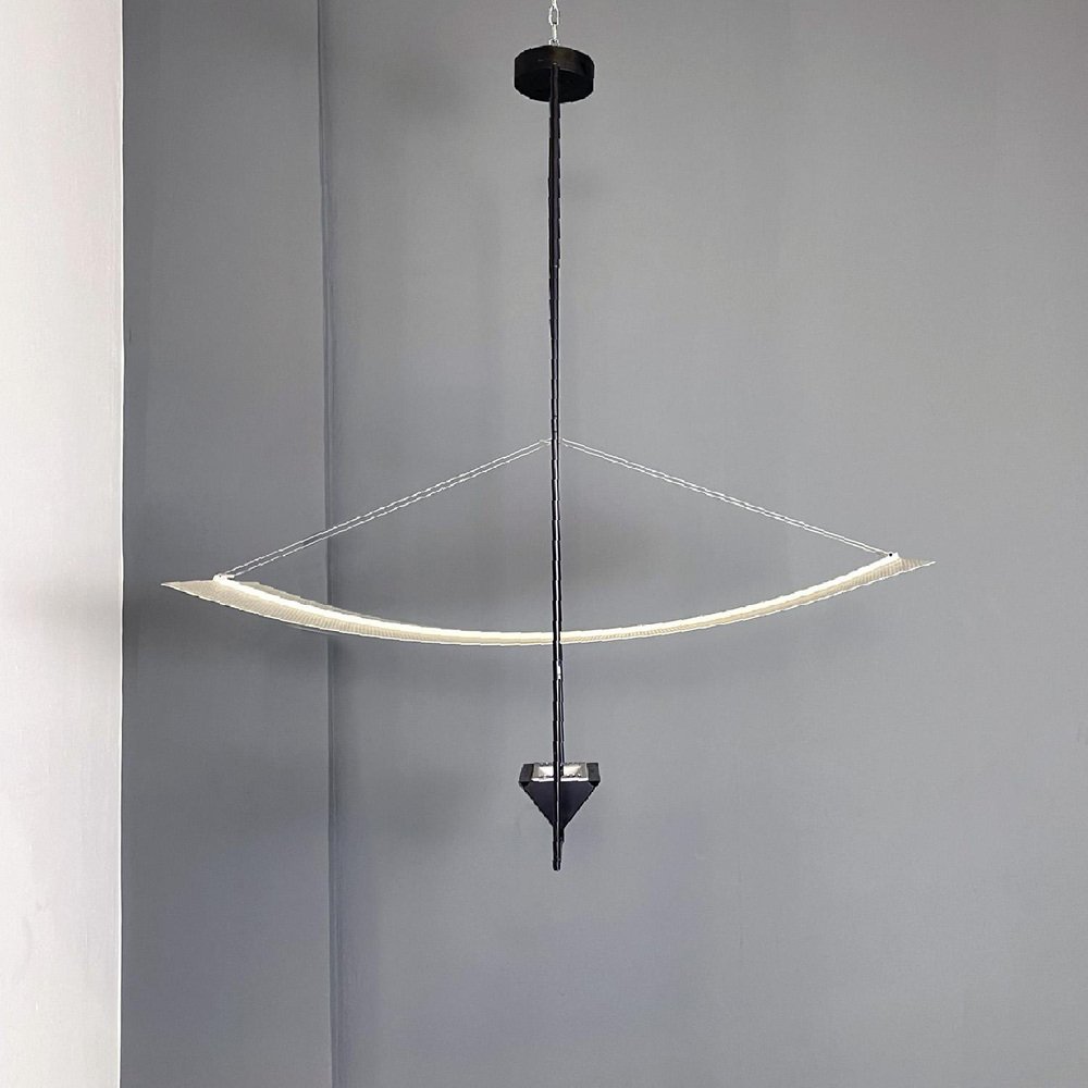 Italian Modern White Black Zefiro Chandelier by Mario Botta for Artemide, 1990s