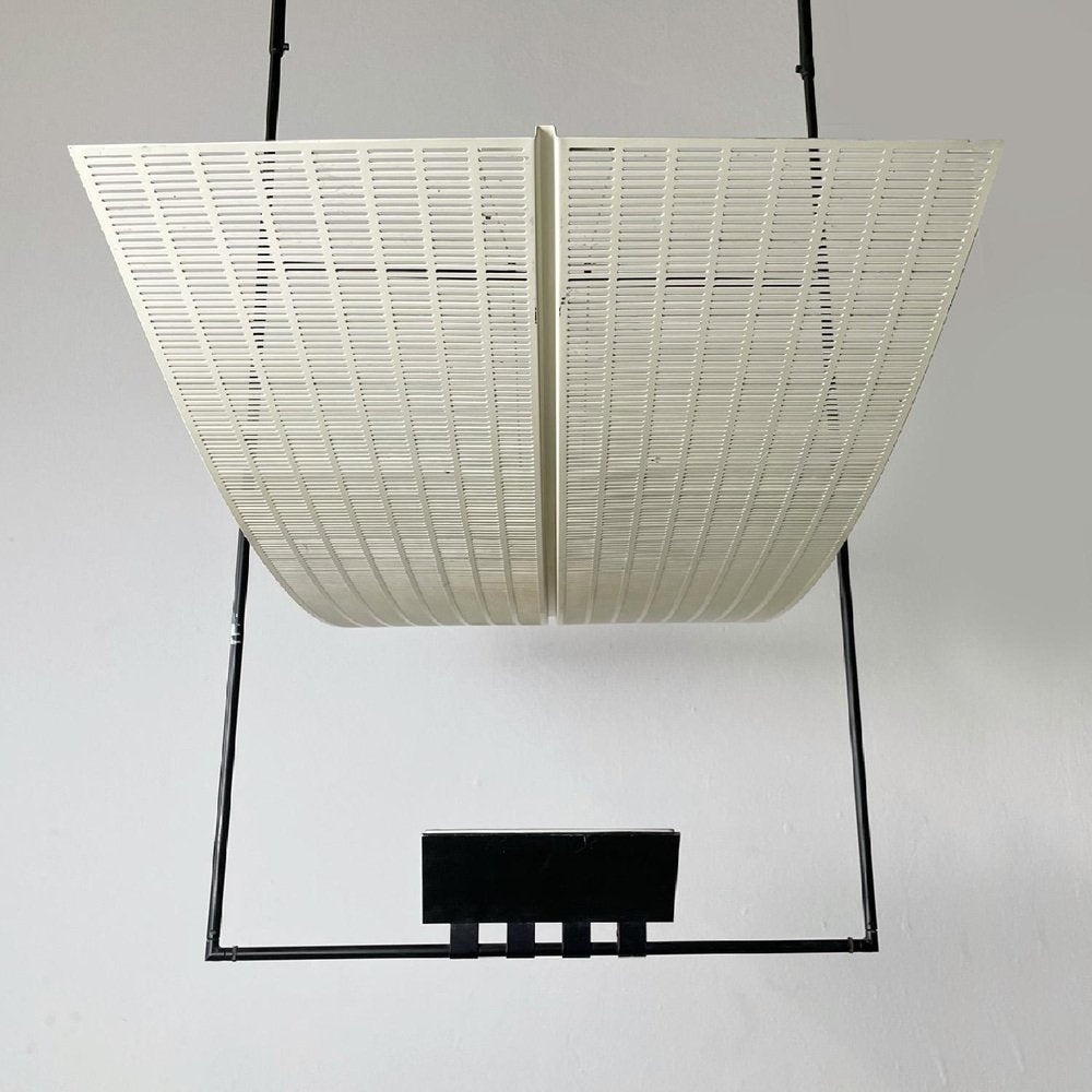 Italian Modern White Black Zefiro Chandelier by Mario Botta for Artemide, 1990s