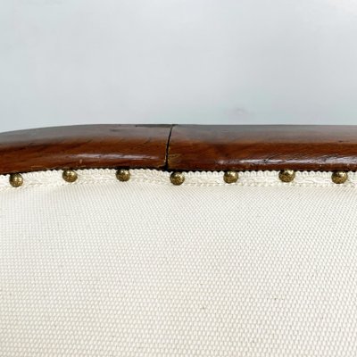 Italian Modern Wooden Sofa with White Fabric, 1940s-GDD-1281062