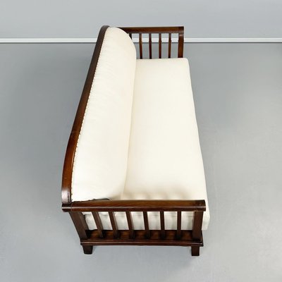 Italian Modern Wooden Sofa with White Fabric, 1940s-GDD-1281062