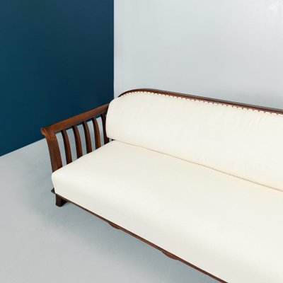 Italian Modern Wooden Sofa with White Fabric, 1940s-GDD-1281062