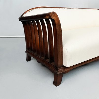 Italian Modern Wooden Sofa with White Fabric, 1940s-GDD-1281062