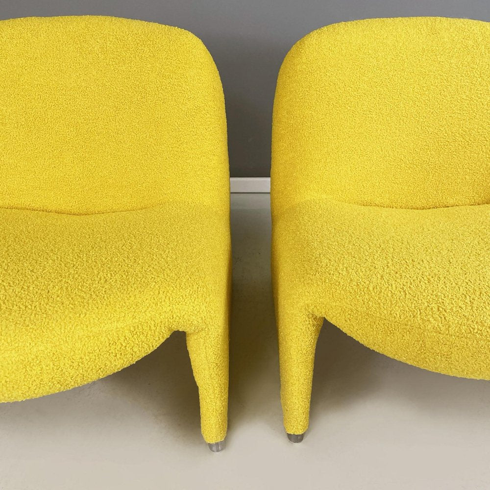 Italian Modern Yellow Fabric Alky Lounge Chairs attributed to Piretti for Anonima Castelli 1970, Set of 2