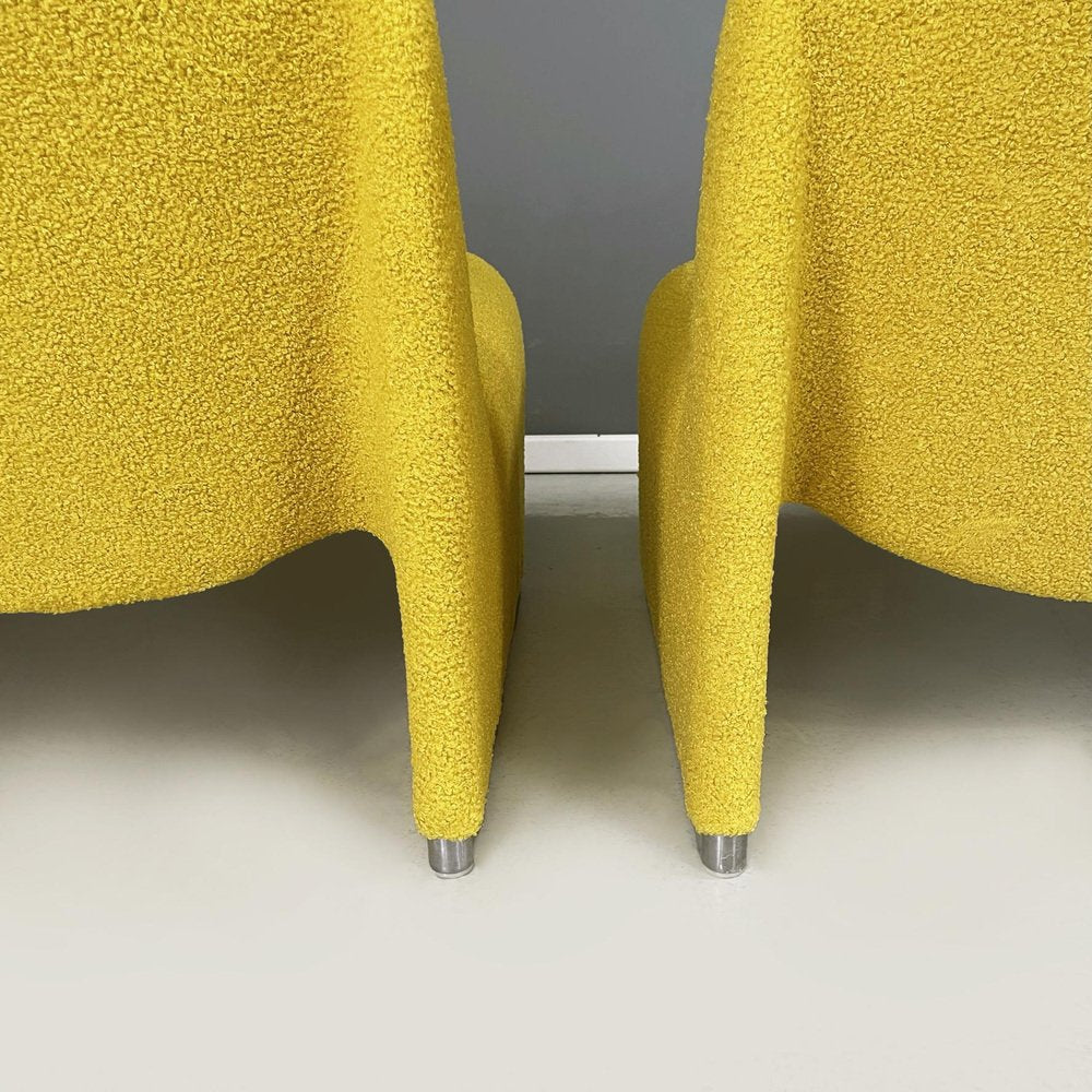 Italian Modern Yellow Fabric Alky Lounge Chairs attributed to Piretti for Anonima Castelli 1970, Set of 2