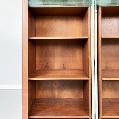 Italian Modern Zibaldone Bookcase in Wood and Glass by Carlo Scarpa for Bernini, 1974-GDD-1416758