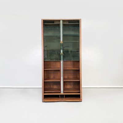 Italian Modern Zibaldone Bookcase in Wood and Glass by Carlo Scarpa for Bernini, 1974-GDD-1416758