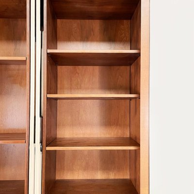 Italian Modern Zibaldone Bookcase in Wood and Glass by Carlo Scarpa for Bernini, 1974-GDD-1416758