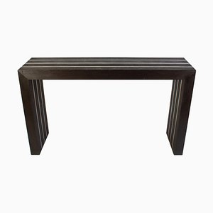 Italian Modernist Dark Wood and Steel Console Table-MBH-1032661