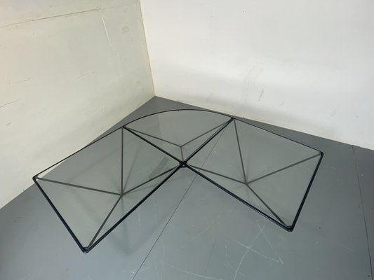 Italian Modernist Stealth Shaped Steel and Glass Coffee Table, 1980s-DE-1756027