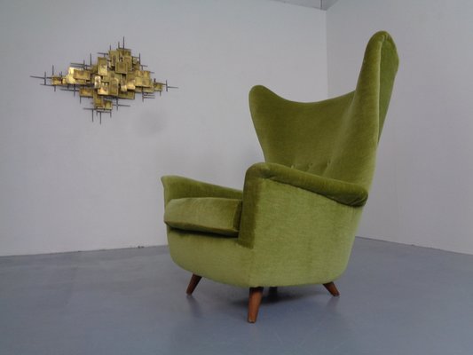 Italian Mohair Wingback Chair, 1950s-RDW-1034691