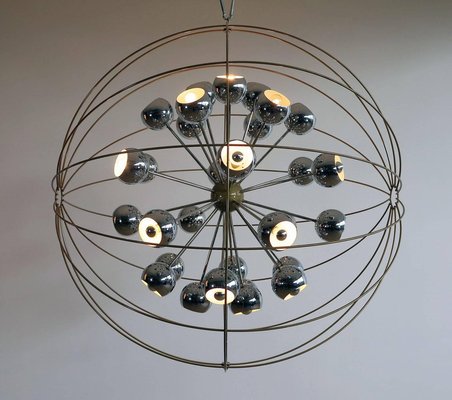 Italian Multi Light Sputnik Chandelier with Chrome Lamps from Reggiani, 1970s