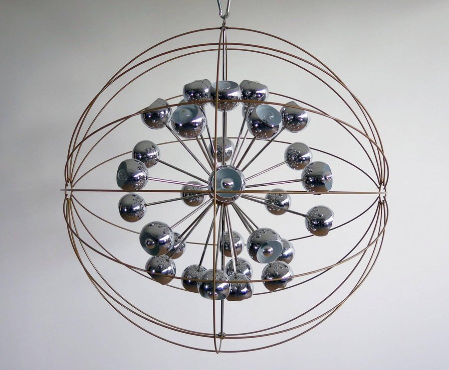 Italian Multi Light Sputnik Chandelier with Chrome Lamps from Reggiani, 1970s