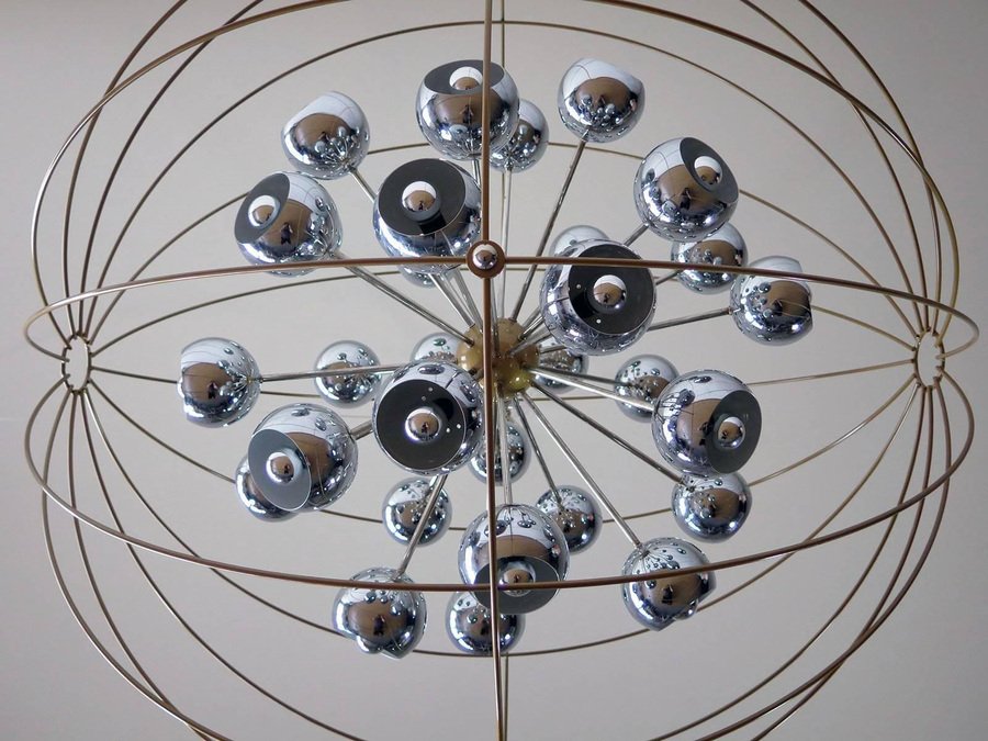 Italian Multi Light Sputnik Chandelier with Chrome Lamps from Reggiani, 1970s