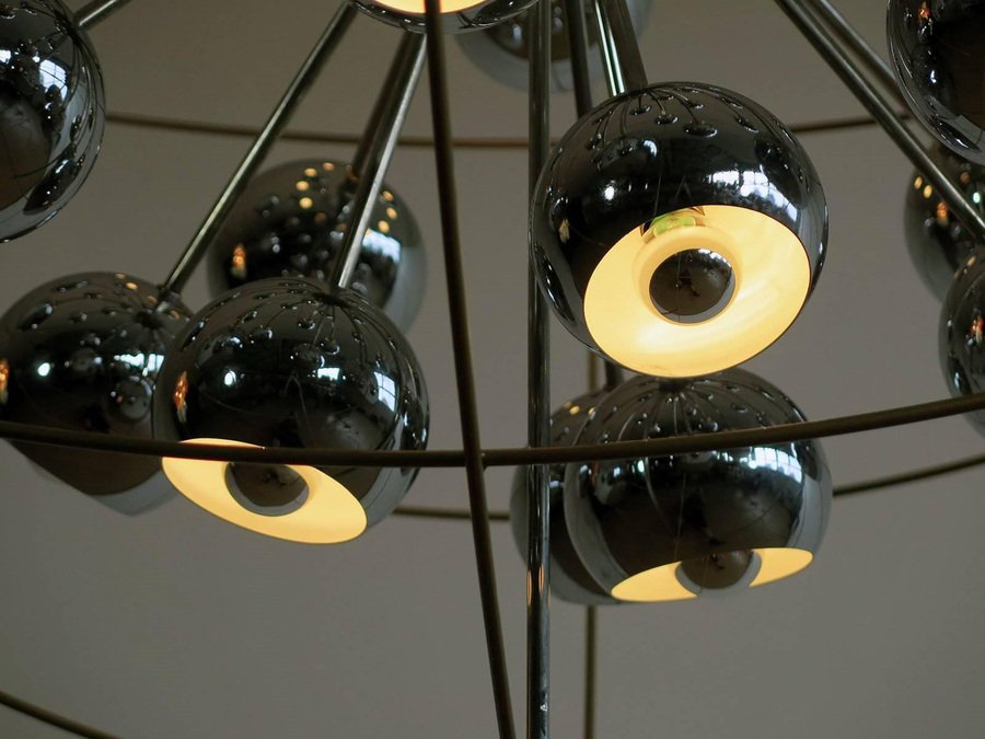 Italian Multi Light Sputnik Chandelier with Chrome Lamps from Reggiani, 1970s