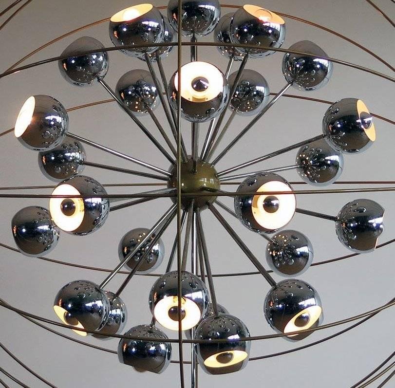 Italian Multi Light Sputnik Chandelier with Chrome Lamps from Reggiani, 1970s