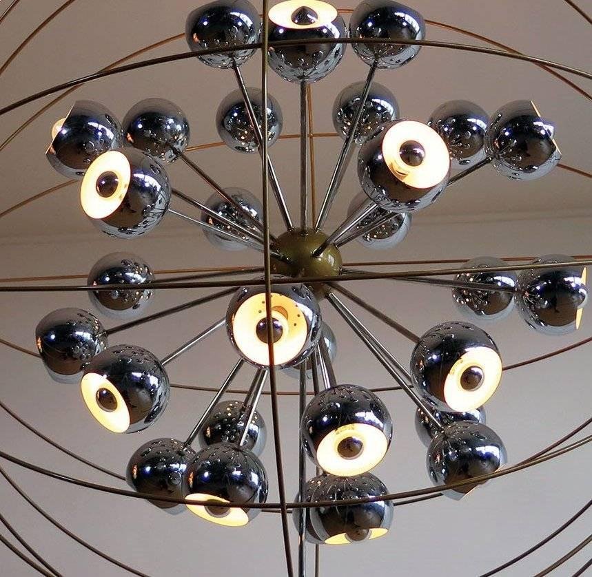 Italian Multi Light Sputnik Chandelier with Chrome Lamps from Reggiani, 1970s