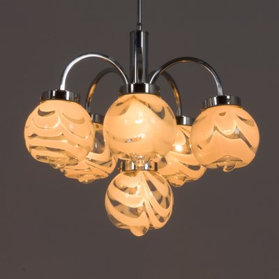 Italian Murano 2-Color Glass Shades Chandelier in the Style of Mazzega, 1970s-UE-1115853