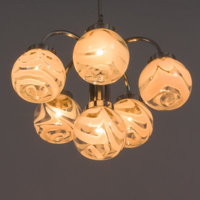 Italian Murano 2-Color Glass Shades Chandelier in the Style of Mazzega, 1970s-UE-1115853