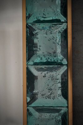 Italian Murano Aqua Green Art Glass and Brass Console Wall Mirror-UH-2018425