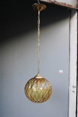 Italian Murano Brass Chandelier from Venini, 1950s-EH-1251775