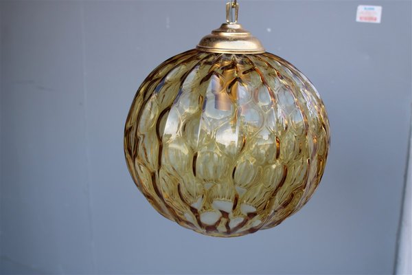 Italian Murano Brass Chandelier from Venini, 1950s-EH-1251775