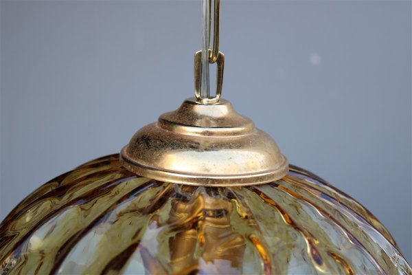 Italian Murano Brass Chandelier from Venini, 1950s-EH-1251775