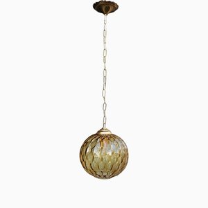 Italian Murano Brass Chandelier from Venini, 1950s-EH-1251775