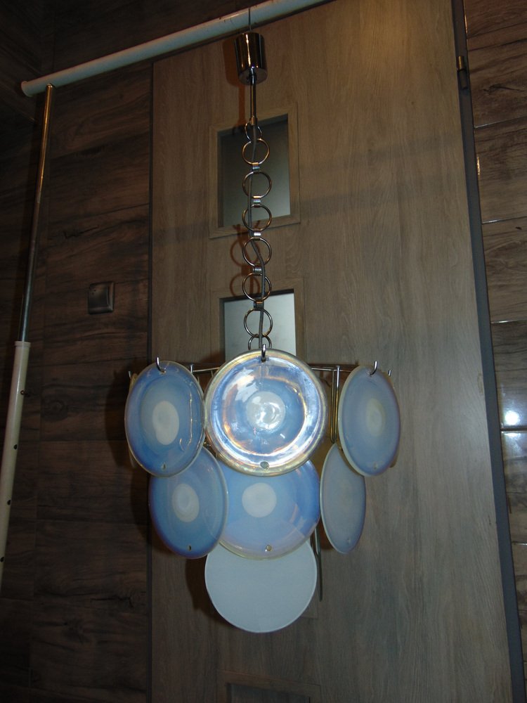 Italian Murano Disk Chandelier from Mazzega, 1950s