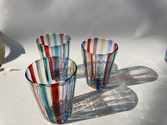 Italian Murano Drinking Set in the style of Gio Ponti, Set of 6-TKI-1097927