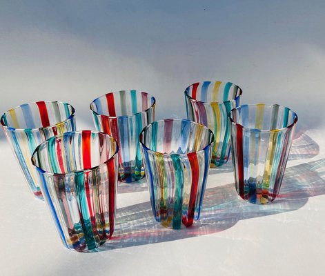 Italian Murano Drinking Set in the style of Gio Ponti, Set of 6-TKI-1097927