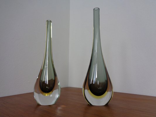 Italian Murano Formia Glass Vases from Fornace Mian, 1970s, Set of 2-RDW-1403174