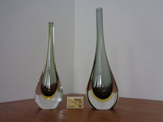 Italian Murano Formia Glass Vases from Fornace Mian, 1970s, Set of 2-RDW-1403174