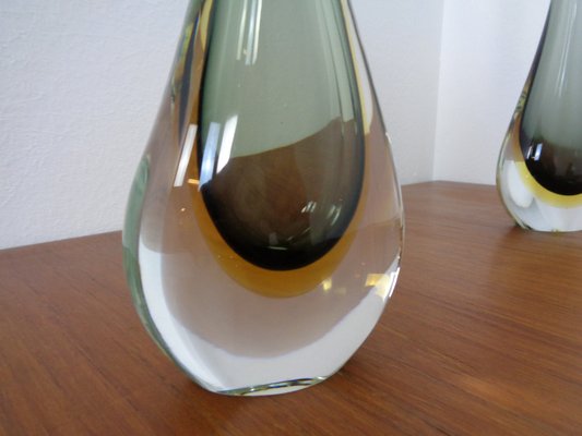 Italian Murano Formia Glass Vases from Fornace Mian, 1970s, Set of 2-RDW-1403174