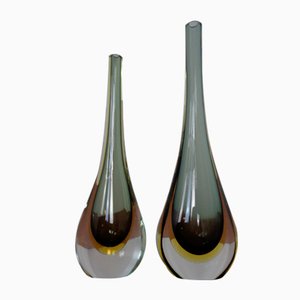 Italian Murano Formia Glass Vases from Fornace Mian, 1970s, Set of 2-RDW-1403174