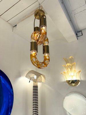 Italian Murano Glass and Brass Chain Chandelier attributed to Aldo Nason for Mazzega, 1970s-FUE-2018346