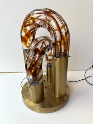 Italian Murano Glass and Brass Chain Lamp attributed to Aldo Nason for Mazzega, 1970s-FUE-2018523