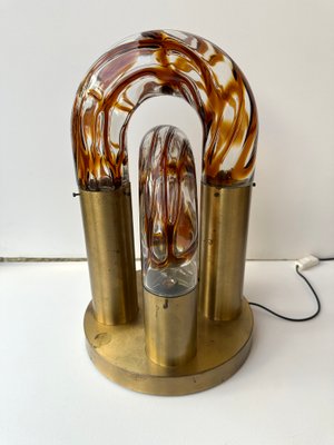 Italian Murano Glass and Brass Chain Lamp attributed to Aldo Nason for Mazzega, 1970s-FUE-2018523