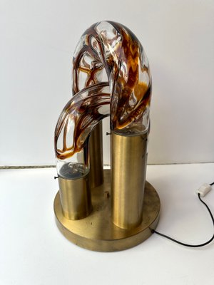 Italian Murano Glass and Brass Chain Lamp attributed to Aldo Nason for Mazzega, 1970s-FUE-2018523