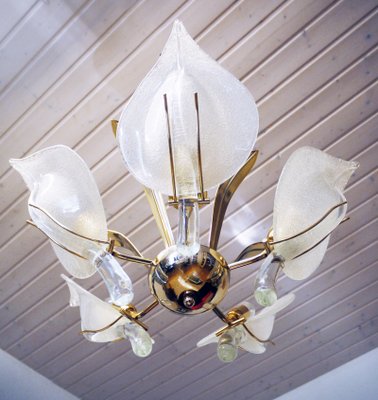 Italian Murano Glass and Brass Chandelier by Archimede Seguso for Seguso, 1960s-DEK-550823