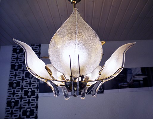 Italian Murano Glass and Brass Chandelier by Archimede Seguso for Seguso, 1960s-DEK-550823