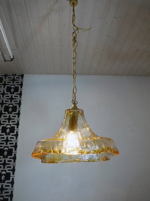 Italian Murano Glass and Brass Chandelier from Mazzega, 1960s-DEK-552143