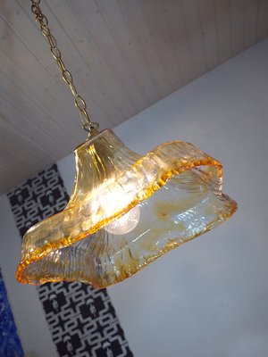 Italian Murano Glass and Brass Chandelier from Mazzega, 1960s-DEK-552143