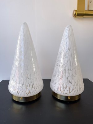 Italian Murano Glass and Brass Cone Lamps from Esperia, 1970s, Set of 2-FUE-1348735